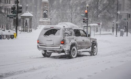 car driving in winter conditions